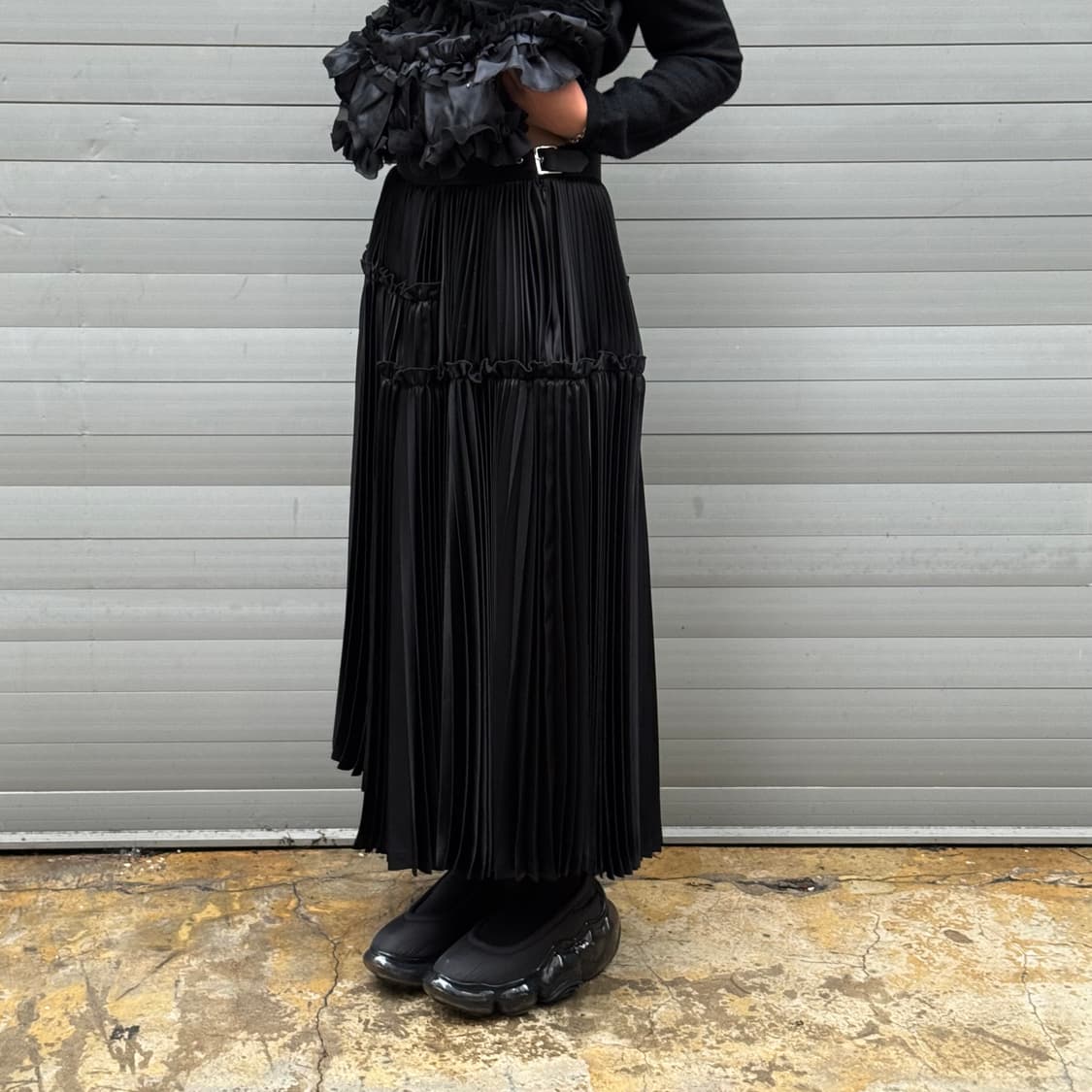 Pleated Black Belt Skirt 상품이미지10