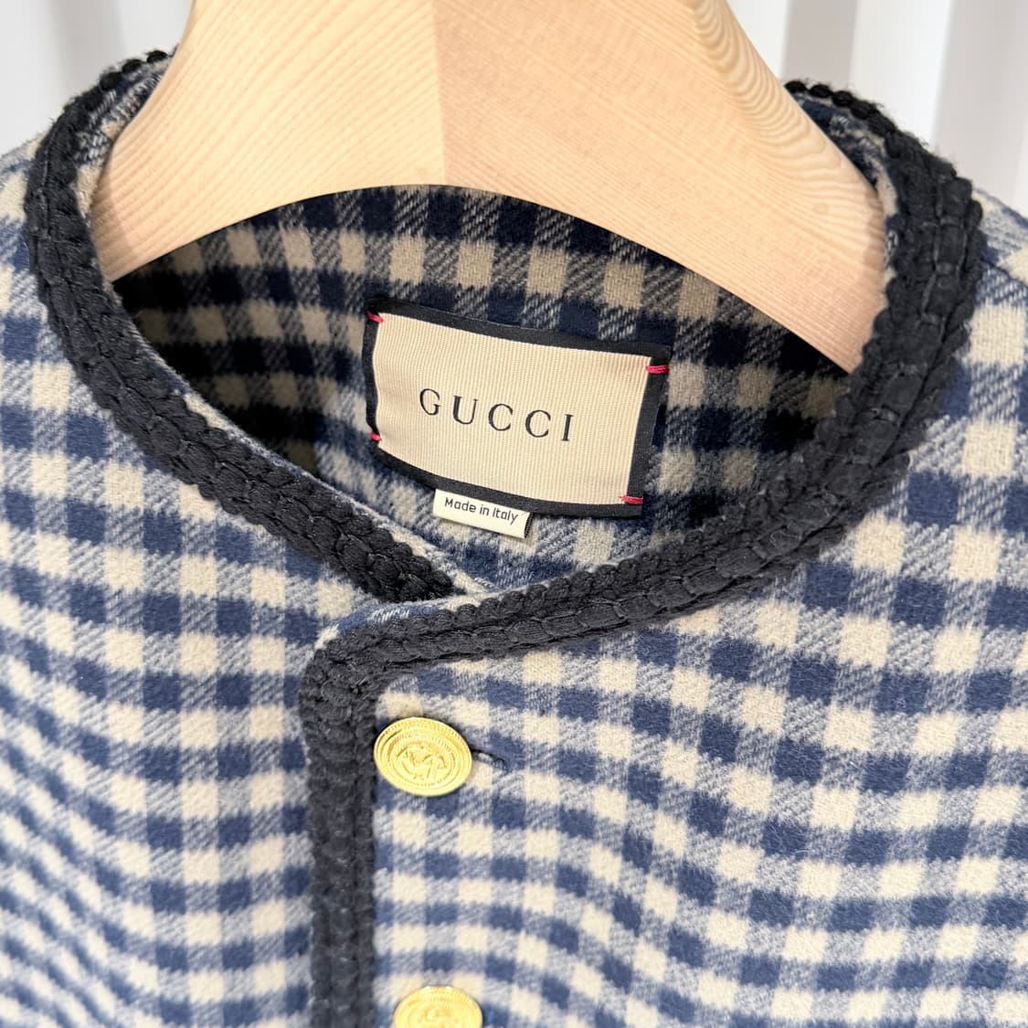 48 / 구찌 울 깅엄 자켓 인터로킹 G 베이지 자켓 상품이미지4