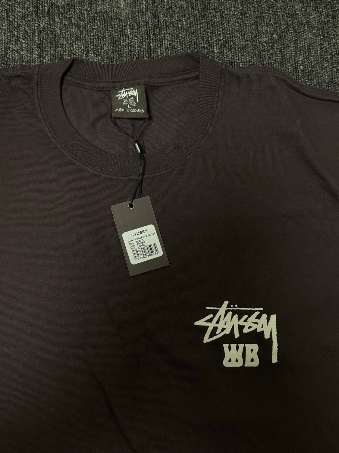 [L] 스투시 x 웨일즈 보너 오션 송 티셔츠 브라운 상품이미지3