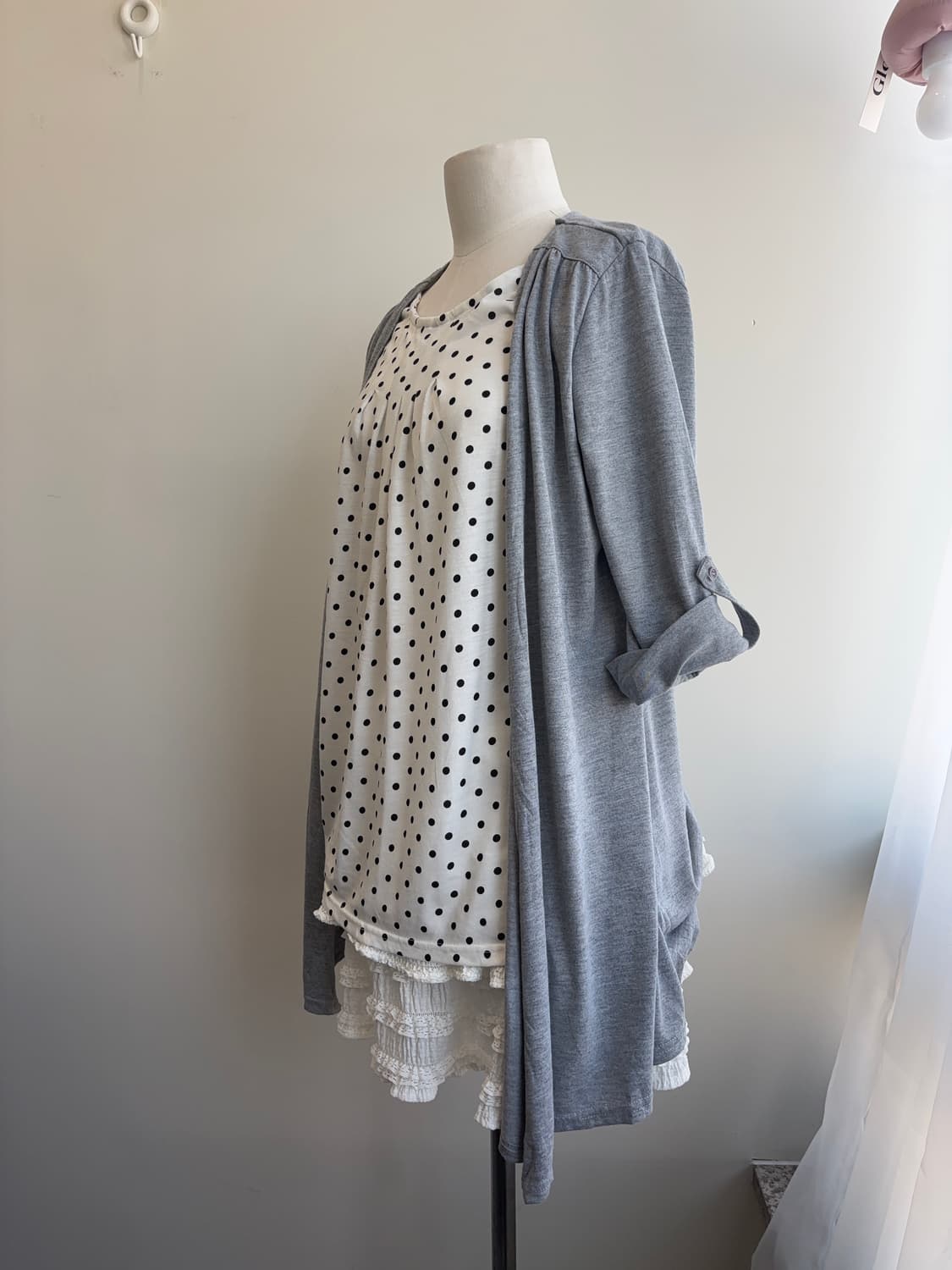 땡땡이 터크 가디건 레이어드 티셔츠 상품이미지9