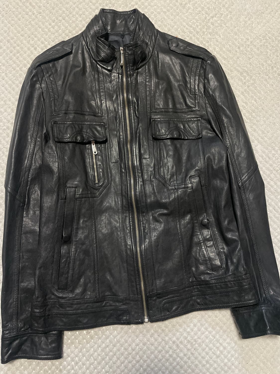 SIEG 웨스턴 무드 램스킨 양가죽 절개 포켓 레더 자켓 상품이미지6