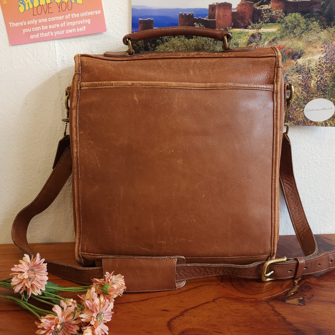 90년대 올드 코치 빈티지 글로브 탠디 레더 카우하이드 크로스백 상품이미지2