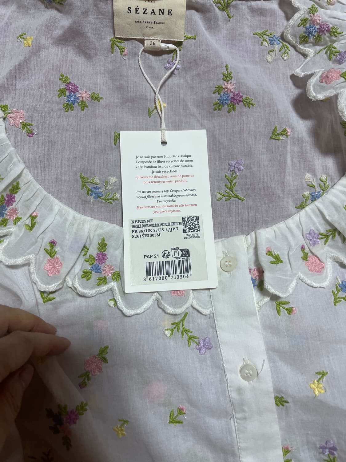 세잔 Sezane 세잔느 블라우스 36(새제품,택o) 상품이미지4