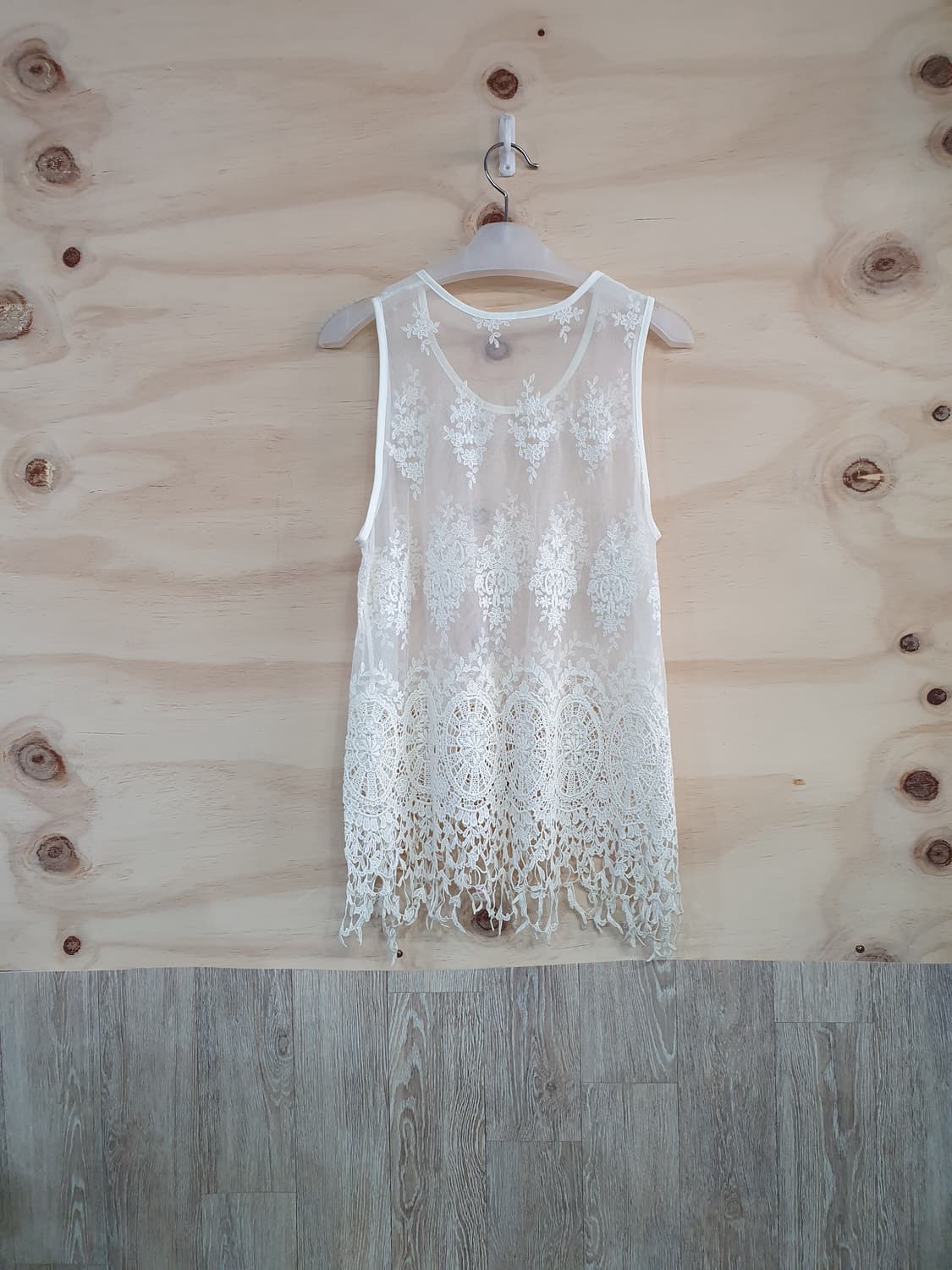 515) 시스루 레이스포인트 민소매티 상품이미지1