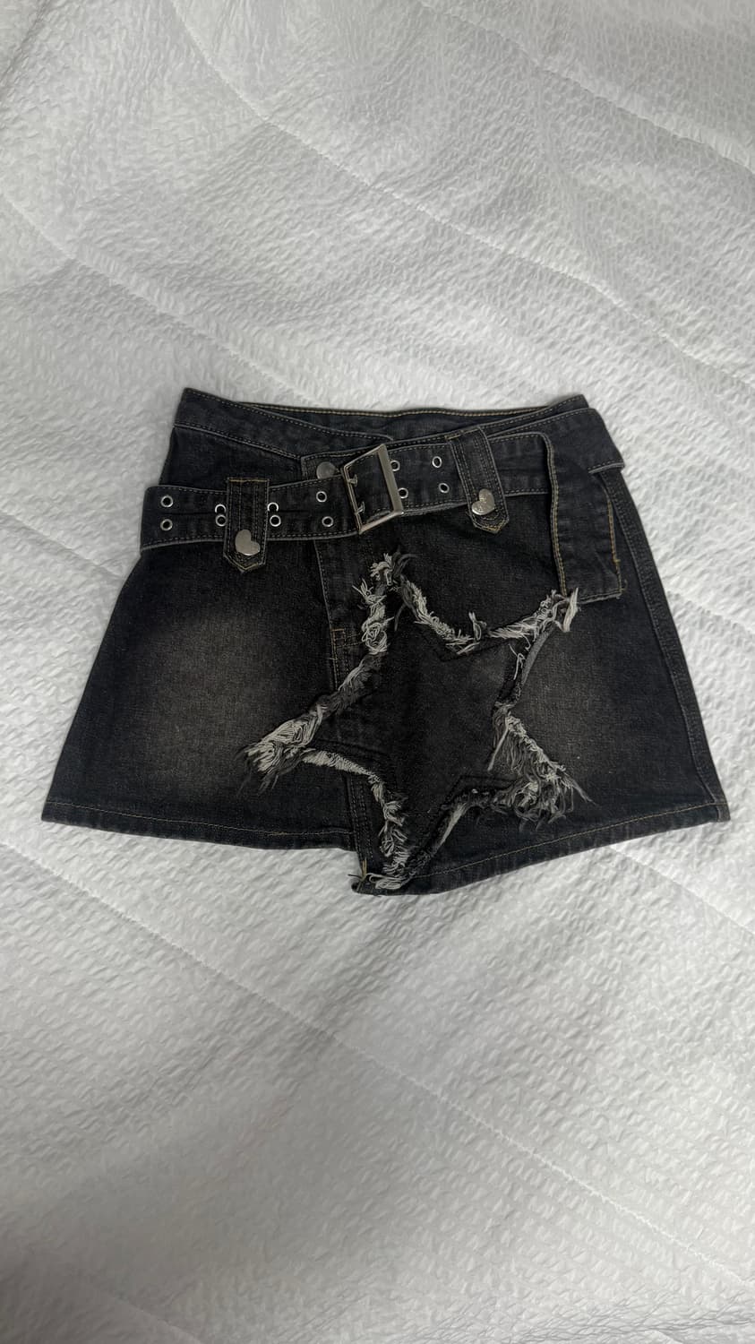 흑청 별 언발스커트 상품이미지1