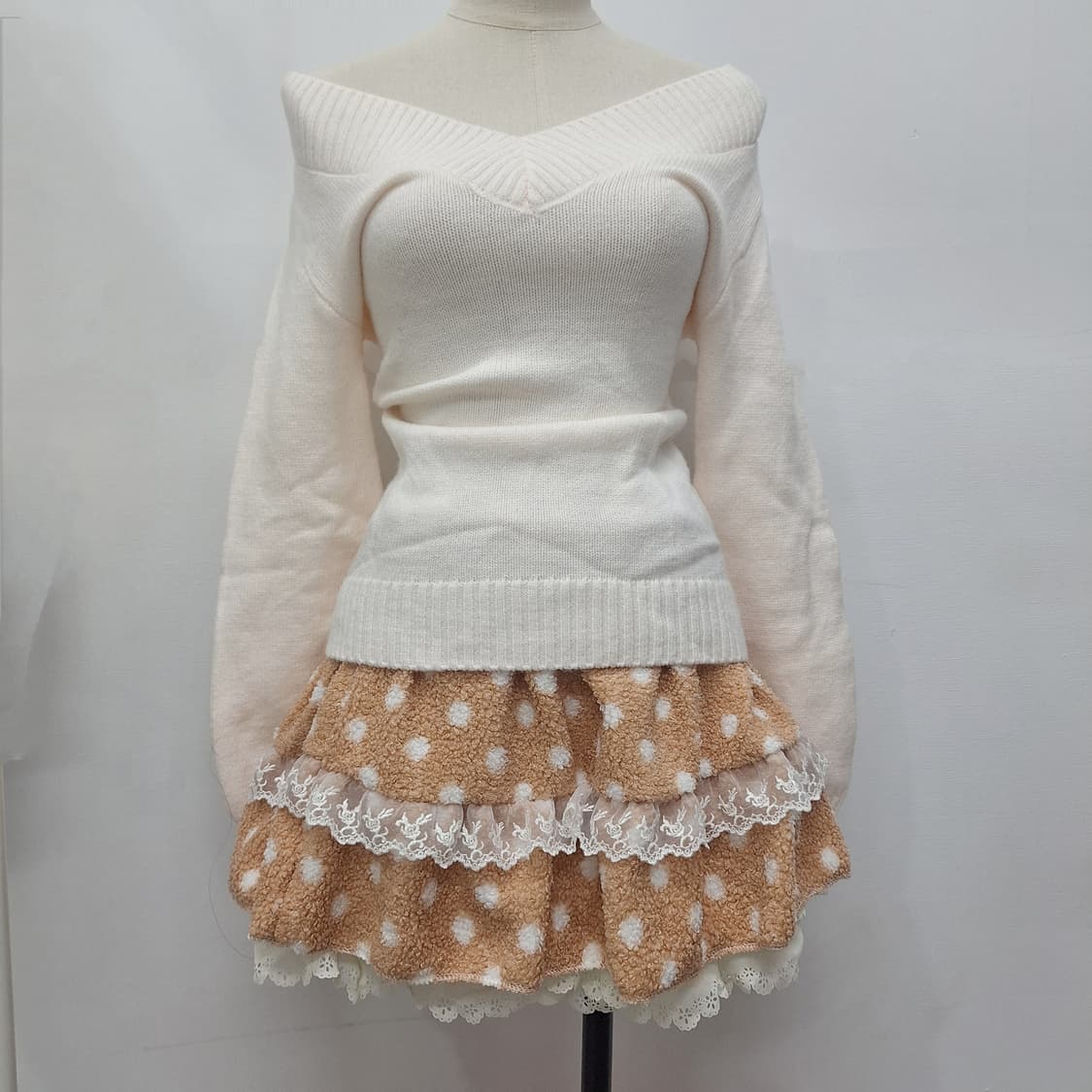 마카롱 스커트 브라운 도트 갸루 히메갸루 라떼갸루 상품이미지3