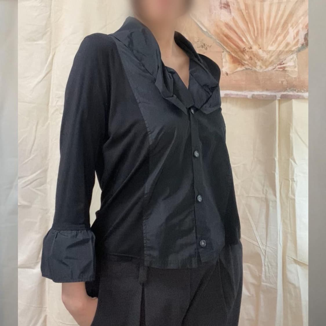 아방가르드 셔링 쫀쫀 9부 셔츠 (꼼데가르송맛) 상품이미지3