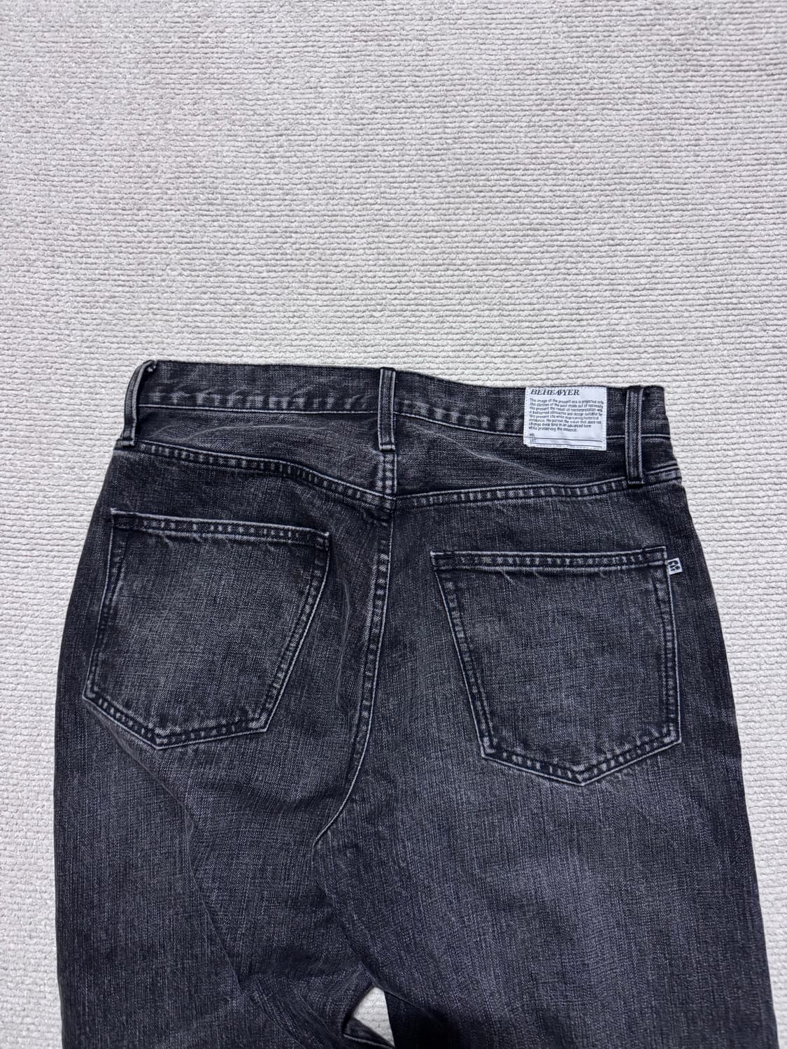 비헤비어 312R 셀비지 데님 팬츠 워시드 블랙 2 상품이미지5