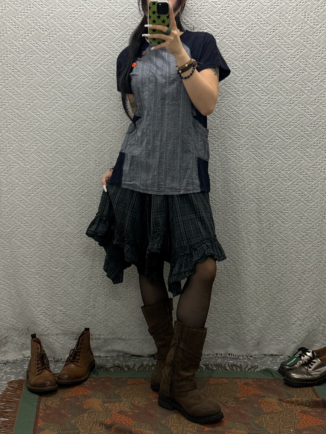 빈티지 키치 언발 프릴 체크 로코코 캉캉 스커트 K0118 상품이미지2