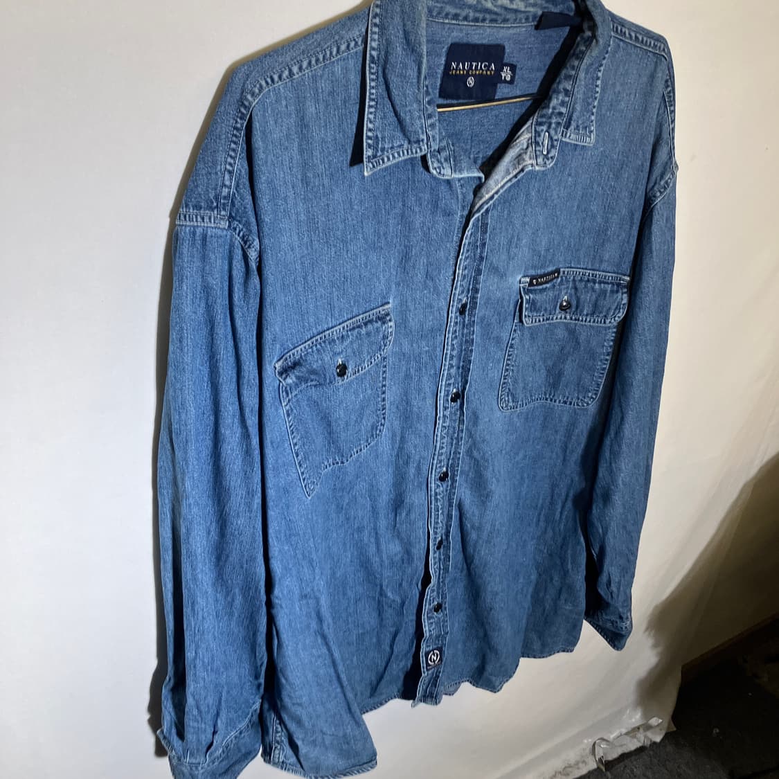 XL-XXL)노티카 투포켓 데님셔츠 청 셔츠 상품이미지1