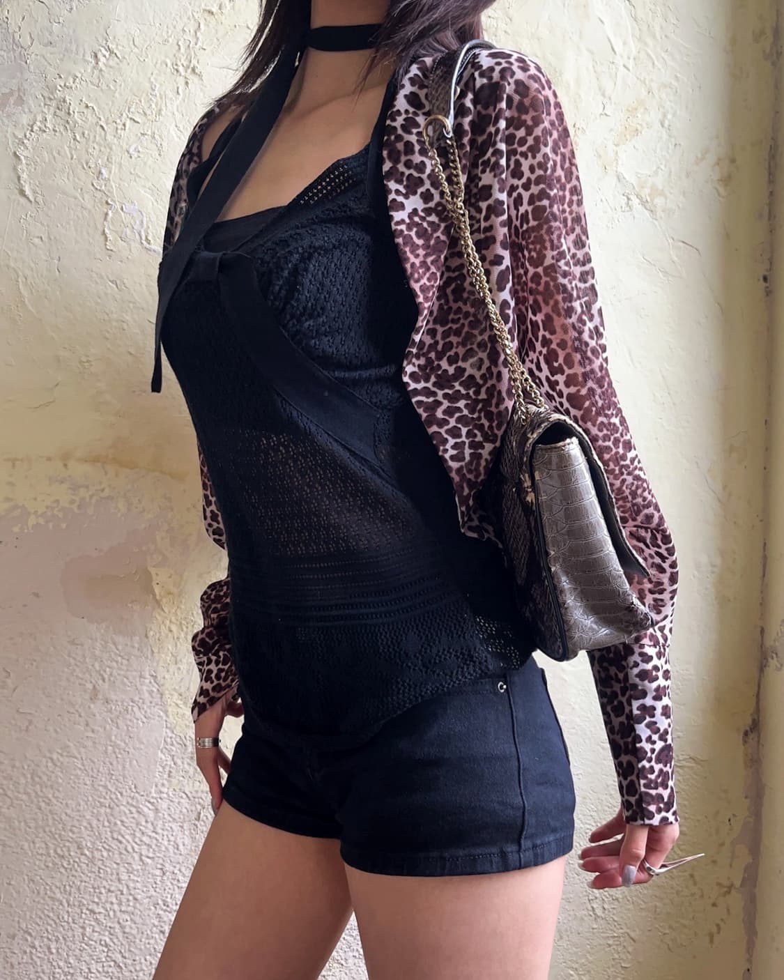 Leopard mesh bolero cardigan 상품이미지4