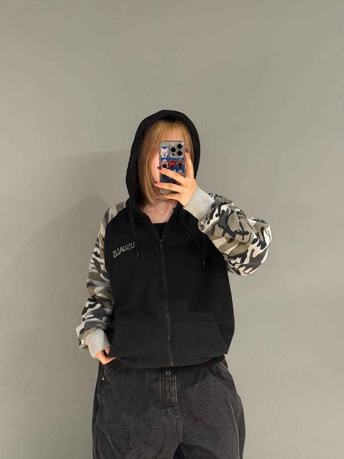 numbering cubic point camo hood zip-up 상품이미지2