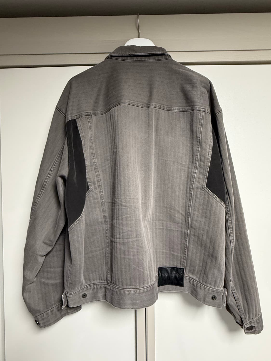 (4) 폴리테루 헤링본트윌 집 트러커 자켓 그레이 상품이미지2