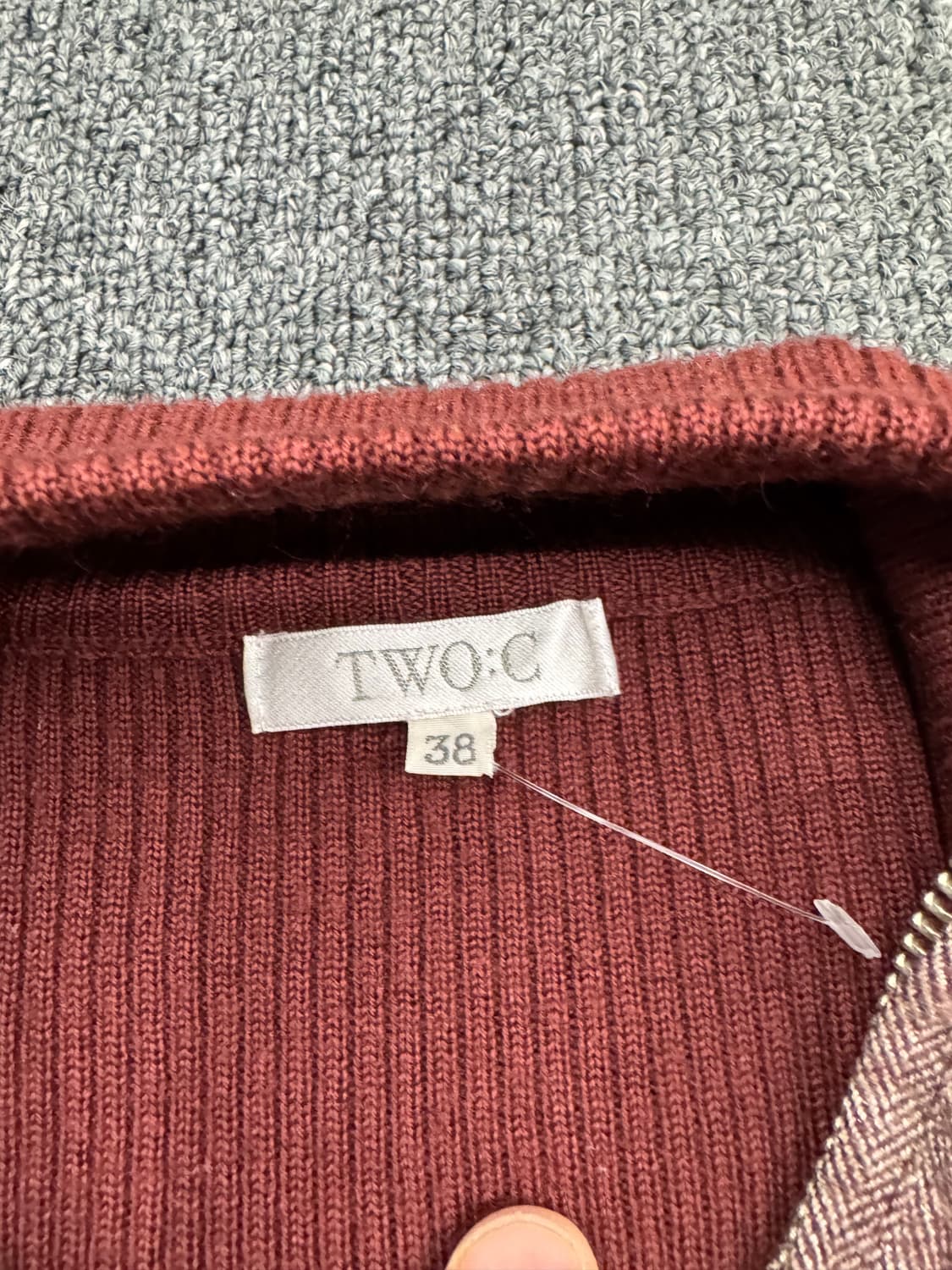 38)TWO.C 빈티지 여성 버건디 니트집업 상품이미지7