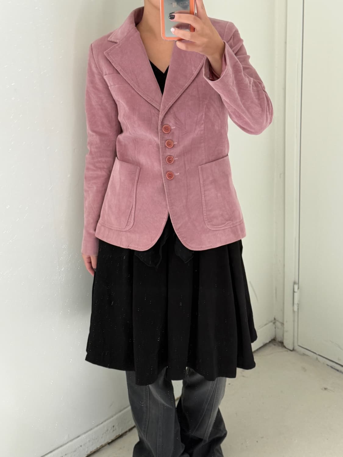 일본빈티지 핑크 클래식 코듀로이 블레이저 상품이미지1