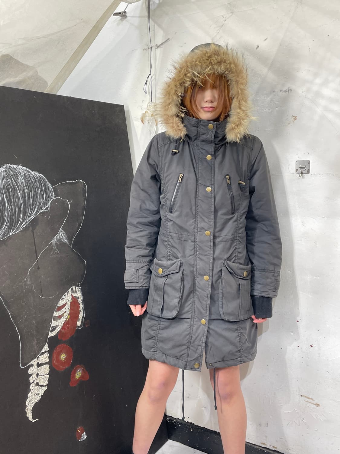 일본빈티지 COLZA 울프죠 퍼 후드 야상 개파카 자켓 M 상품이미지1