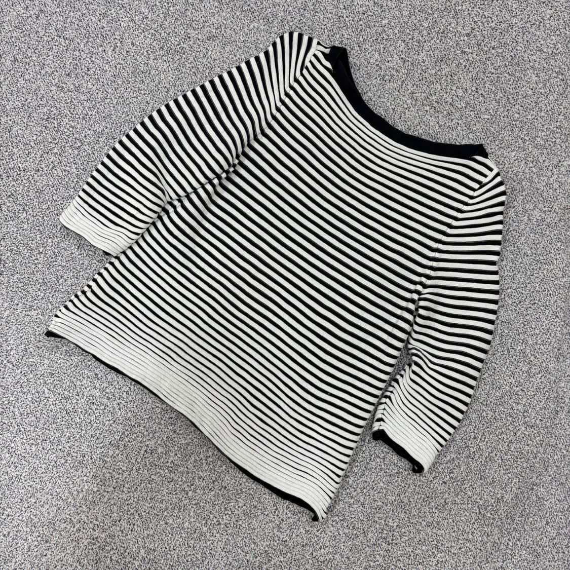 실측확인 코스 스트라이프 긴팔 니트티 0407J 상품이미지3