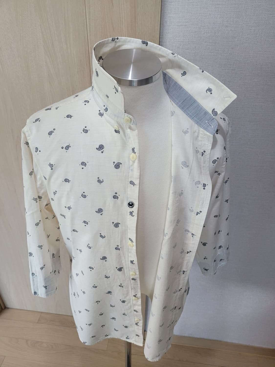 엠폴햄 Empolham 남자 페이즐리 패턴 7부 셔츠 100 아이보리  상품이미지7