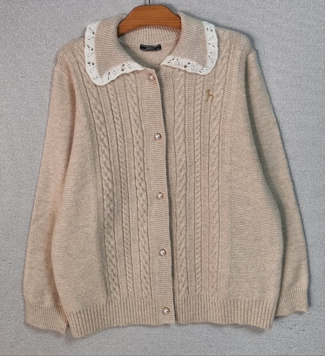 실측 XS (44) 헤지스 다크베이지 니트가디건 165 상품이미지1