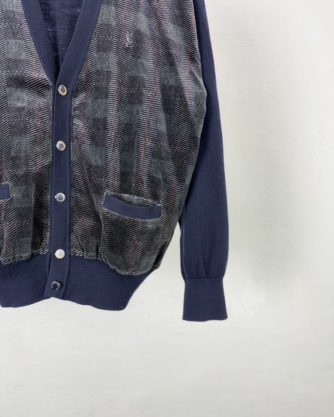 이브 생로랑 뿌르옴므 90s 벨벳 네이비 투 포켓 니팅 가디건 상품이미지5