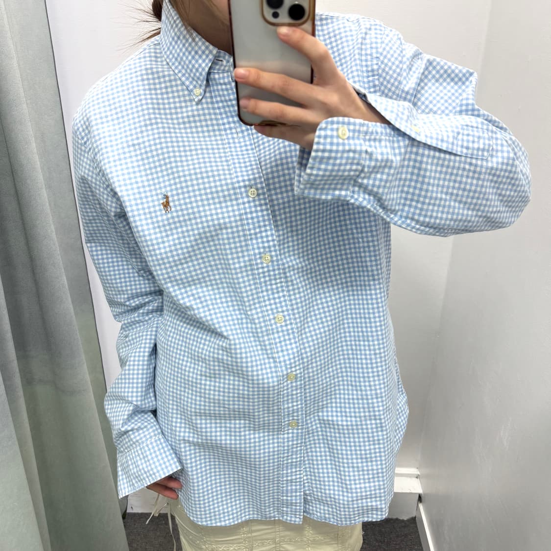 폴로 블루 체크 클래식핏 셔츠 상품이미지2