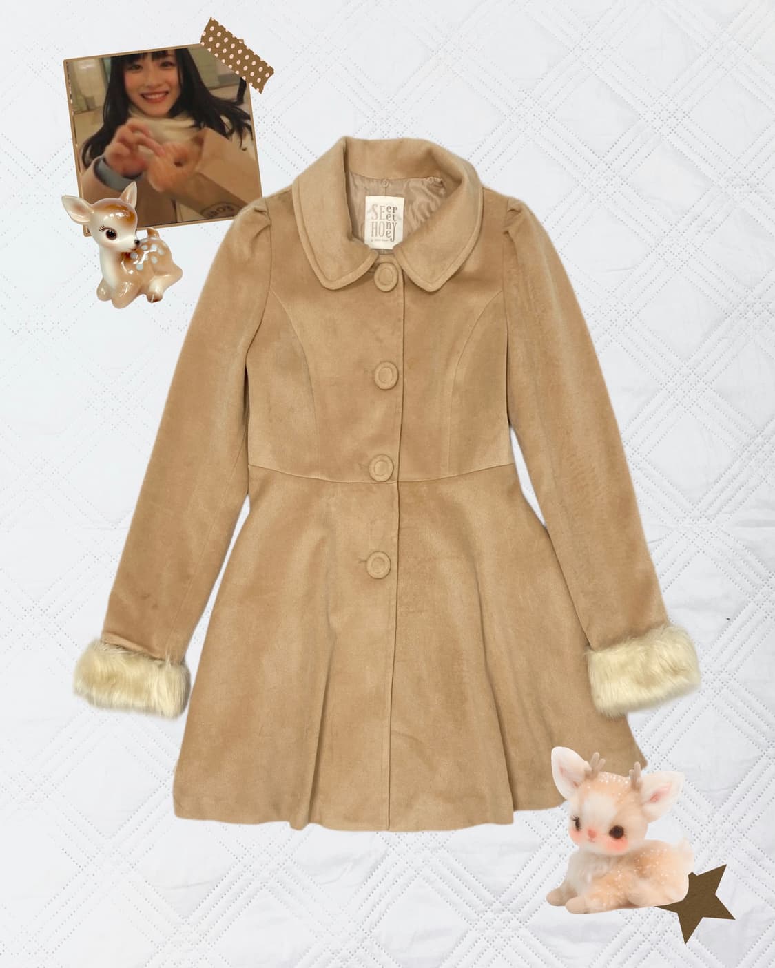 ꒰ঌ 라떼갸루 사토미깔 리락쿠마 코트 ໒꒱ 상품이미지1