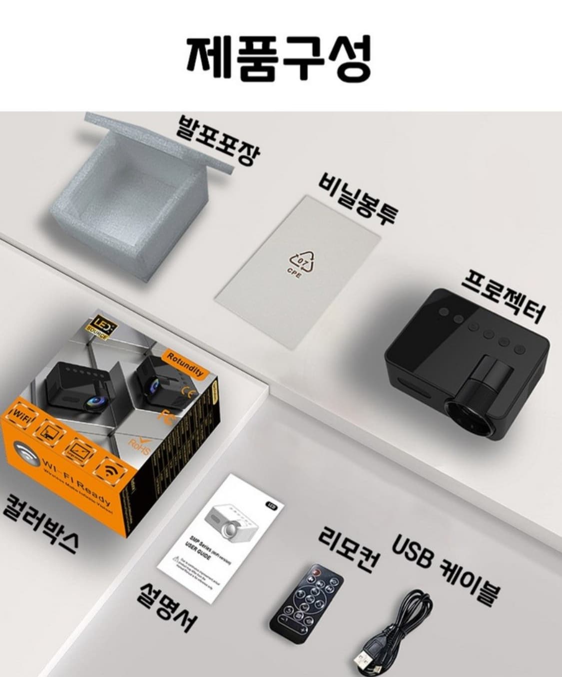 무선 빔 프로젝터 1920*1080 MAX 15ANSI 루멘 Haiqi  상품이미지8