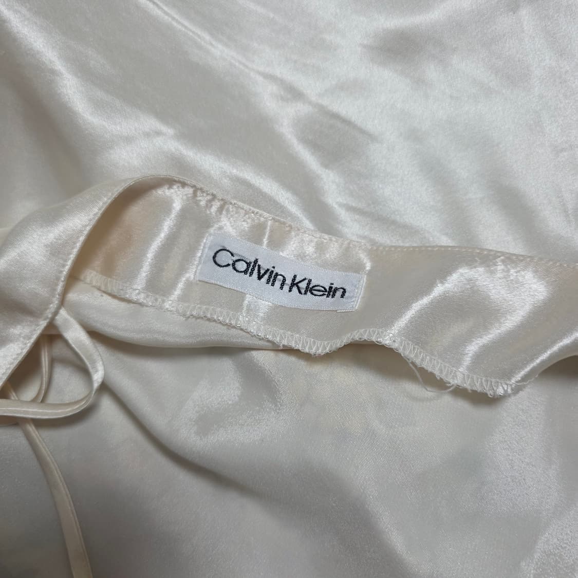 캘빈클라인 고전빈티지)샴페인 크림 베이지 레이스 새틴 로맨틱 슬립원피스 상품이미지4