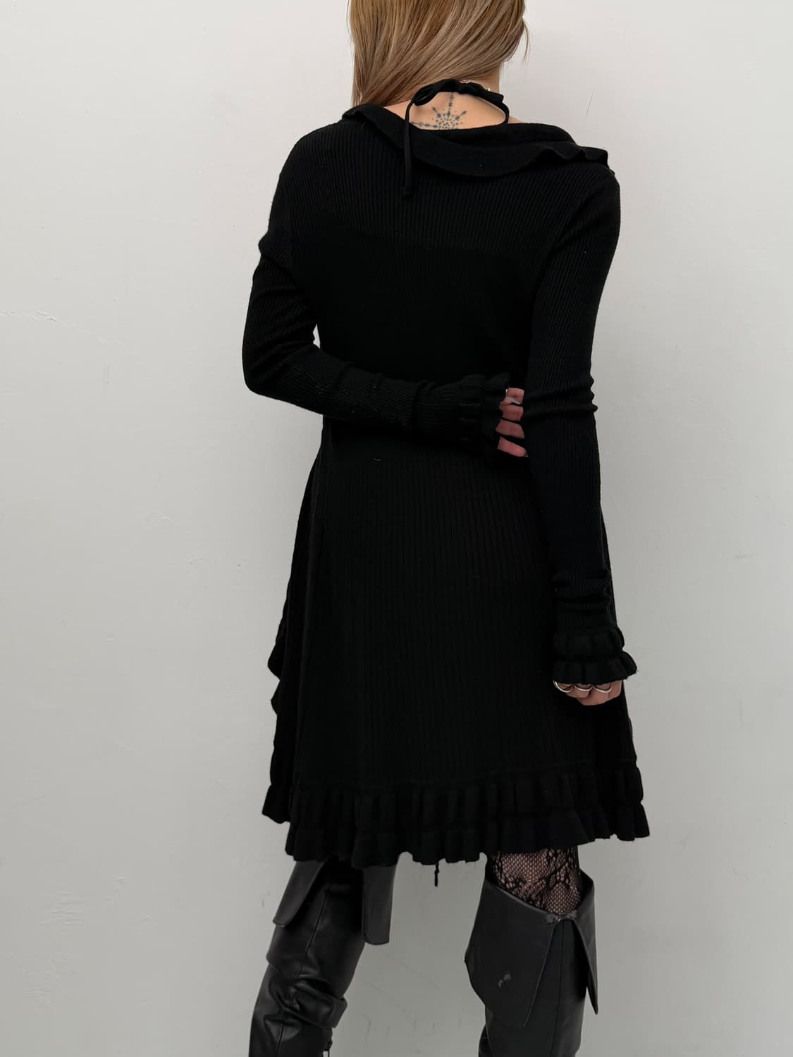 블랙 프릴 롱가디건  상품이미지2