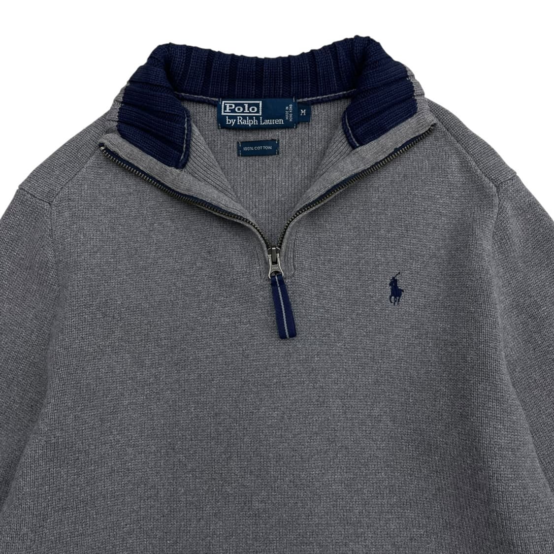 폴로 랄프로렌 네이비포니 그레이 니트 반집업 M 상품이미지4