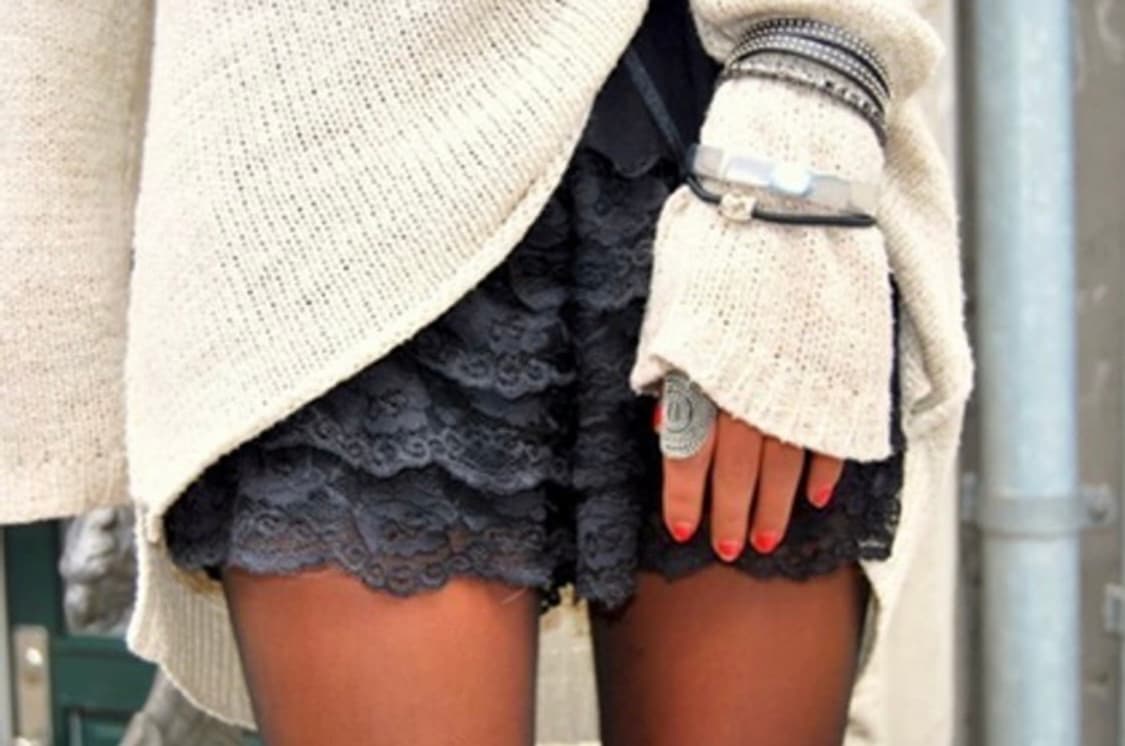 일본브랜드 캉캉 레이스 숏팬츠 화이트 + 블랙 갸루 상품이미지2