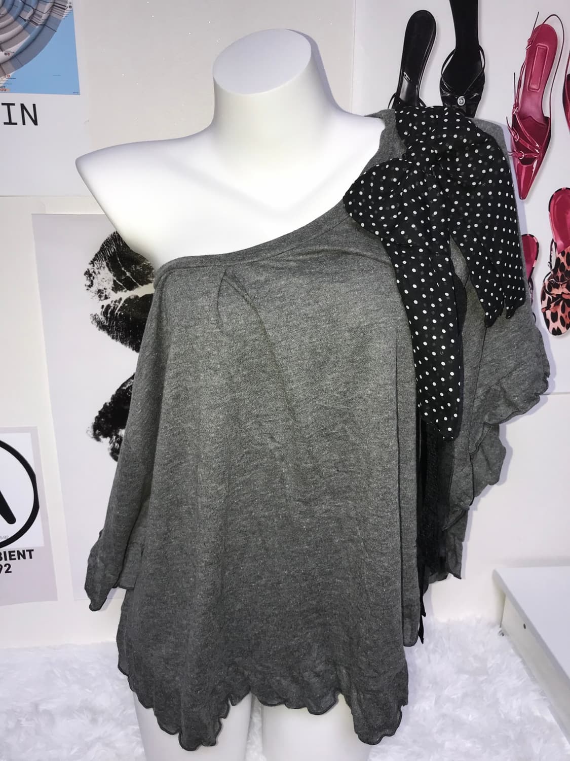 ribbon point grey shawl 상품이미지1