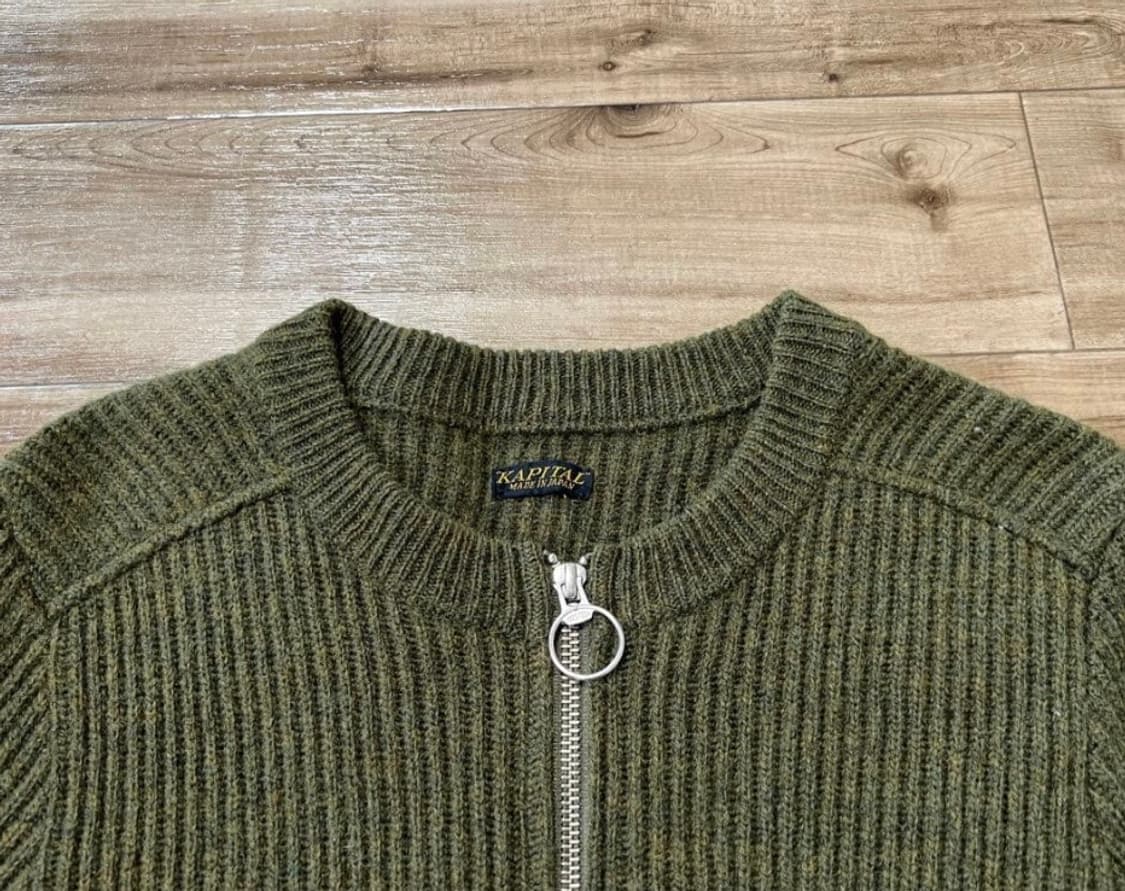 KAPITAL WOOL SHORT 가디건 올리브 상품이미지4