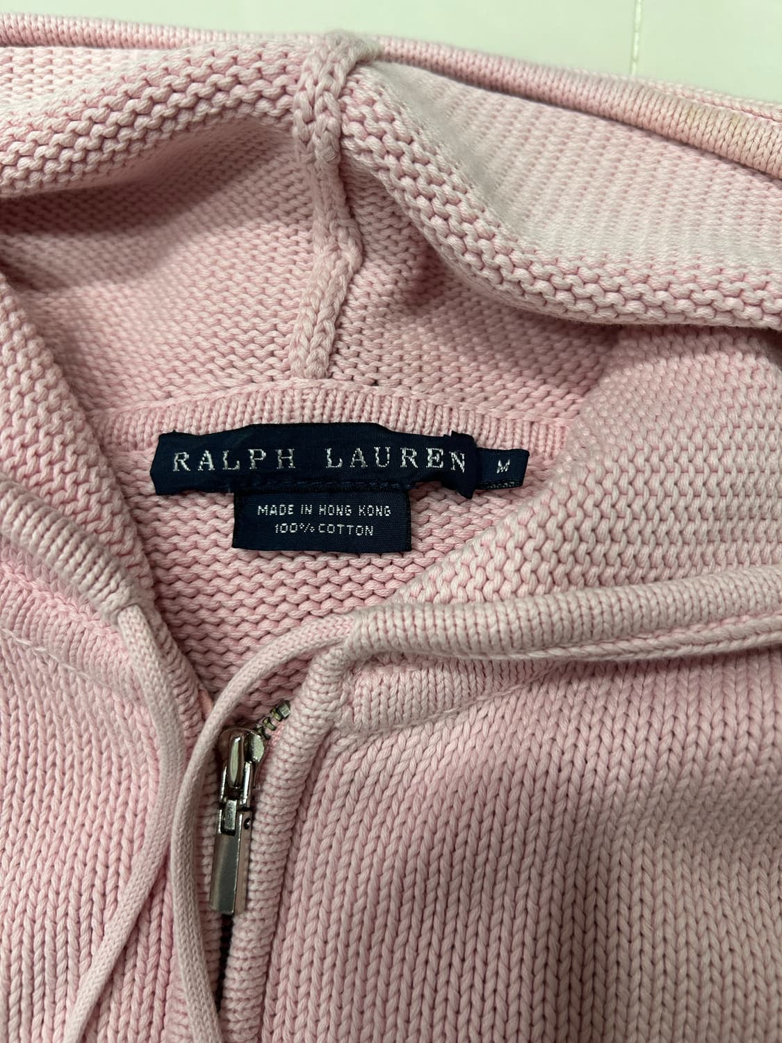 폴로 정품 연핑크 니트 후드집업 상품이미지4