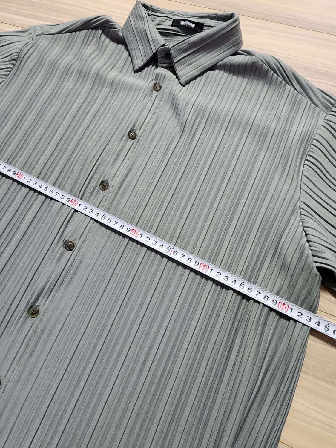 남성플리츠카라셔츠반바지셋업세트카키 상품이미지3