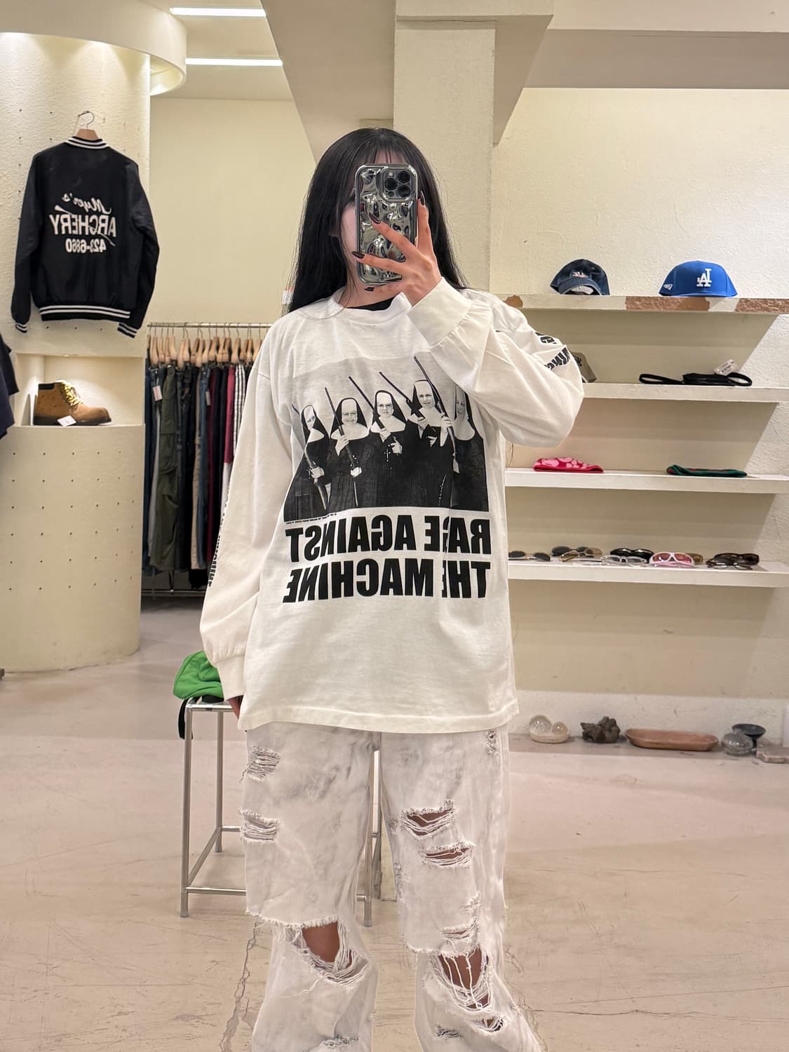 레이지 어게인스트 더 머신 프린팅 긴팔 티셔츠 U1154 상품이미지1