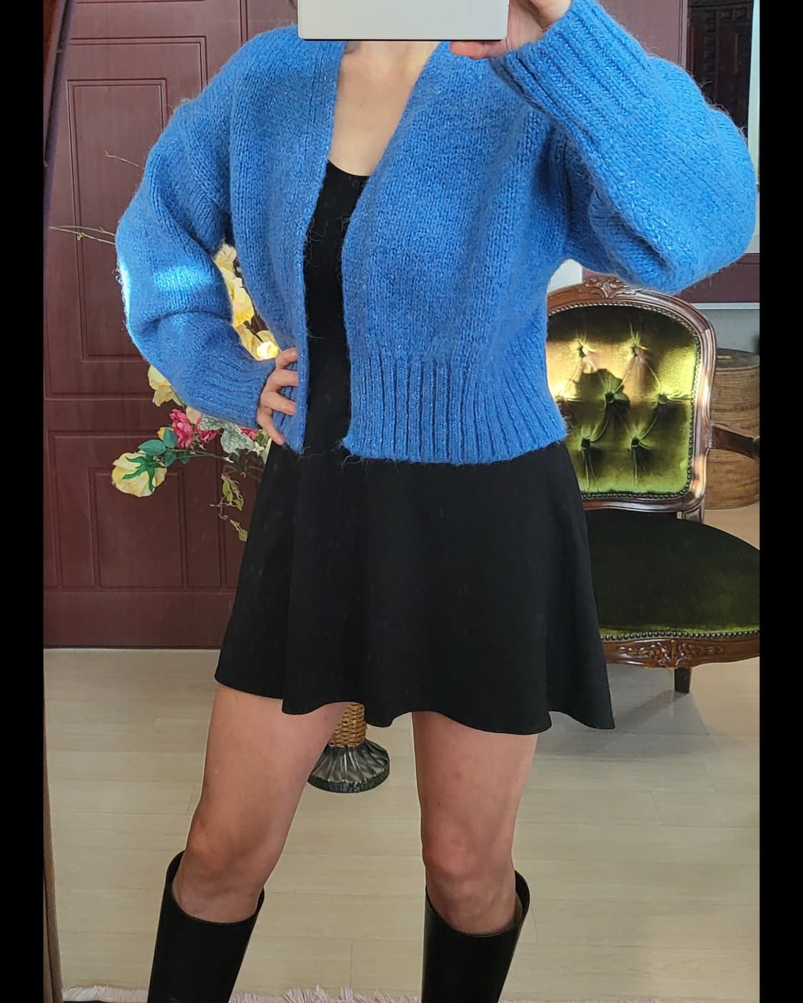 새상 자라 오버핏 크롭 가디건 스웨터 상품이미지4