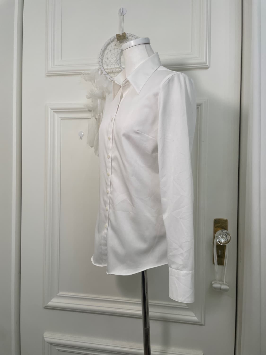 sheer blue v-neck waffle sweater&white l 상품이미지9