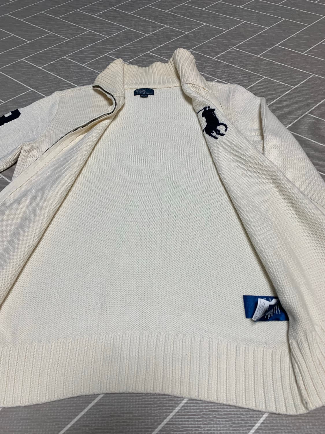 폴로 빅포니 니트집업 아이보리 상품이미지5