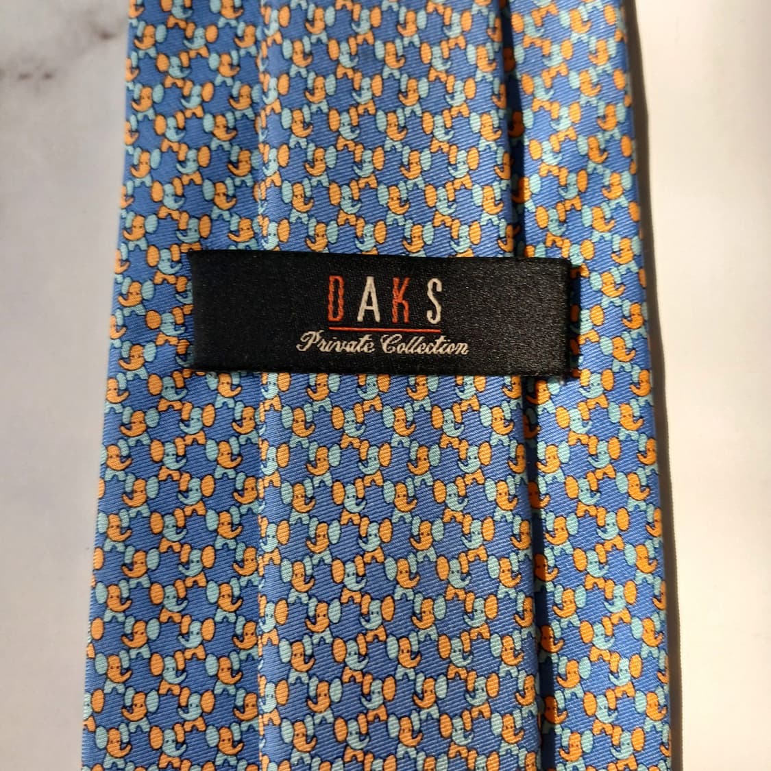 DAKS 닥스 실크 블루 코끼리 패턴 넥타이 8.2cm B등급 E843 상품이미지7