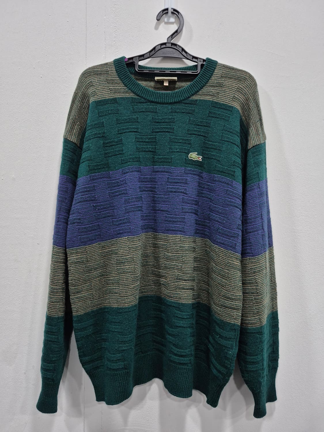 라코스테 CHEMISE 스트라이프 패턴 니트 남성 105사이즈 오버핏 상품이미지1