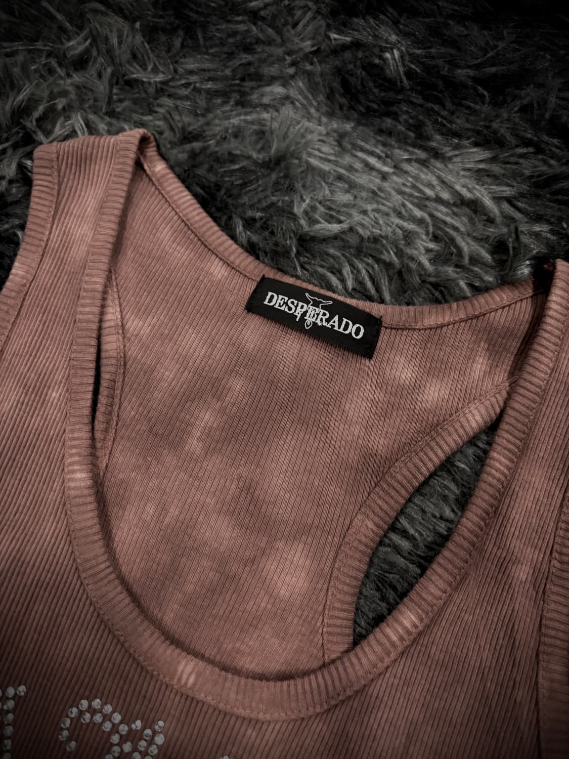 브라운 고딕 실버 프린팅 골지 슬리브리스 상품이미지5