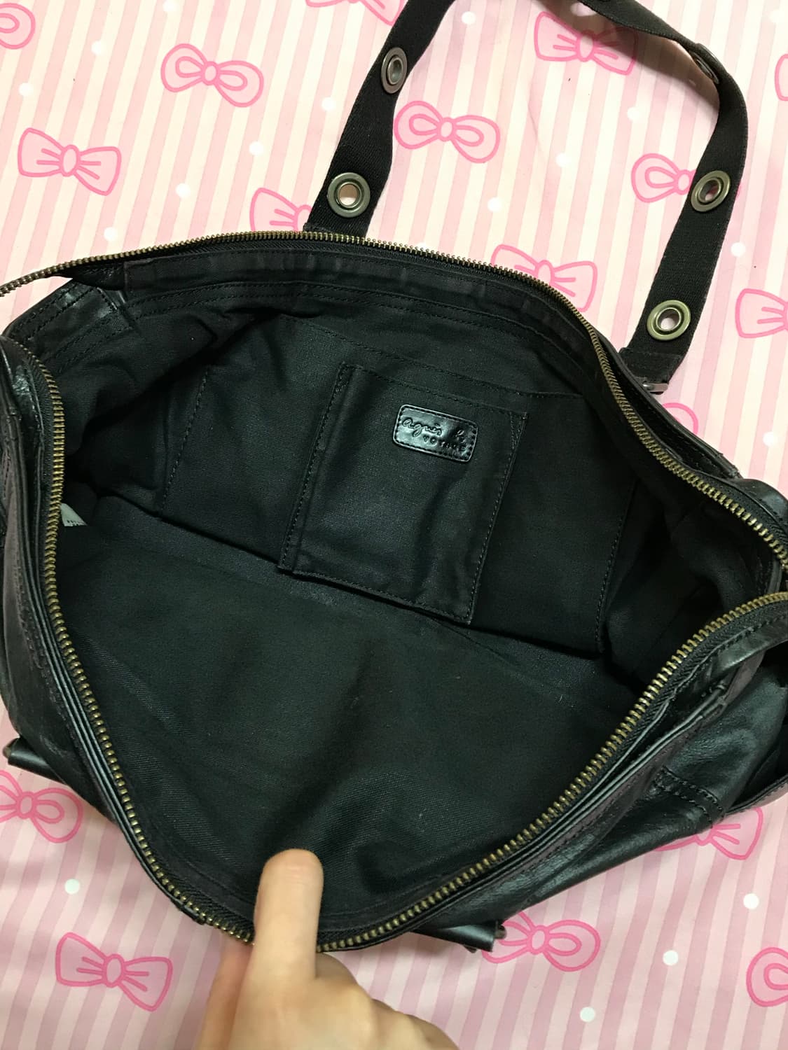 Agnes b 아녜스베 보야지라인 가죽 숄더백 y2k 상품이미지4