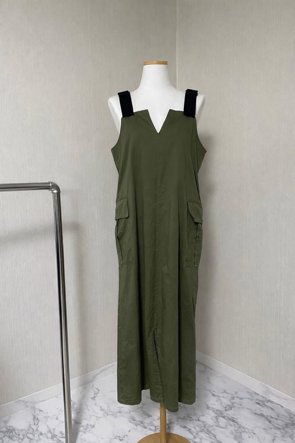 LEFSIM 카키 오버롤 롱원피스 상품이미지3