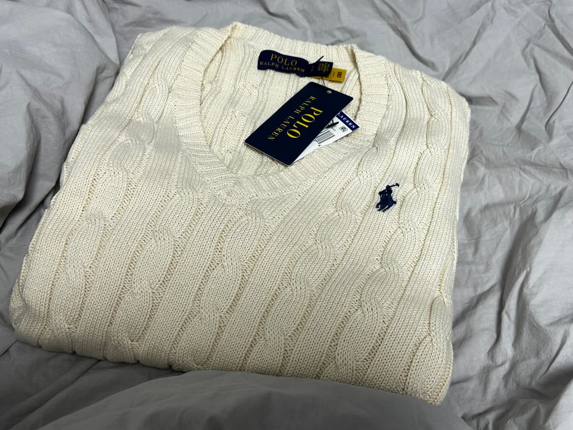 🤍폴로 랄프로렌 브이넥 니트 아이보리 새상품💛 배송비 포함 상품이미지1