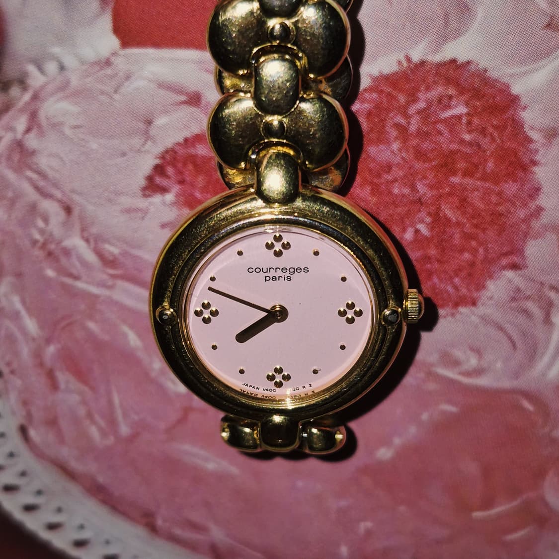 90s 꾸레쥬 베이비 핑크 꽃잎 손목 시계 상품이미지5