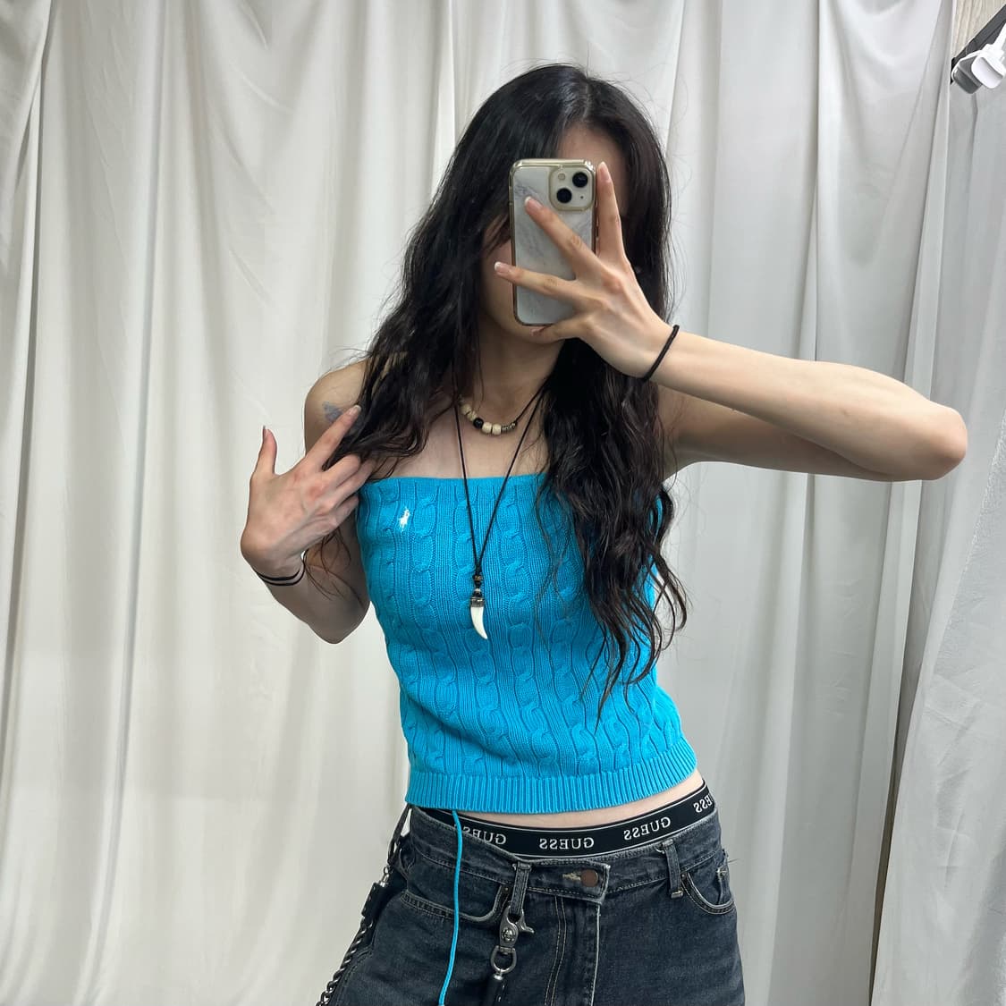 Polo knit holter-neck top 상품이미지1