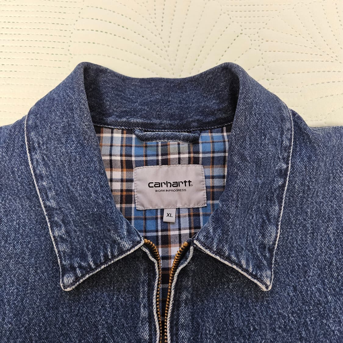 칼하트 WIP 라이더 자켓 블루 스톤 워시드 XL 상품이미지3
