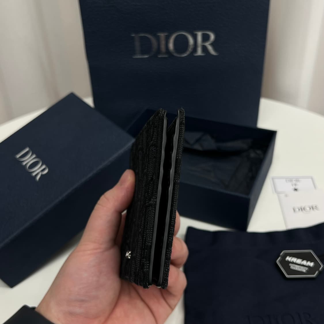 (새상품급/풀박스) 디올 오블리크 반지갑 블랙 상품이미지6