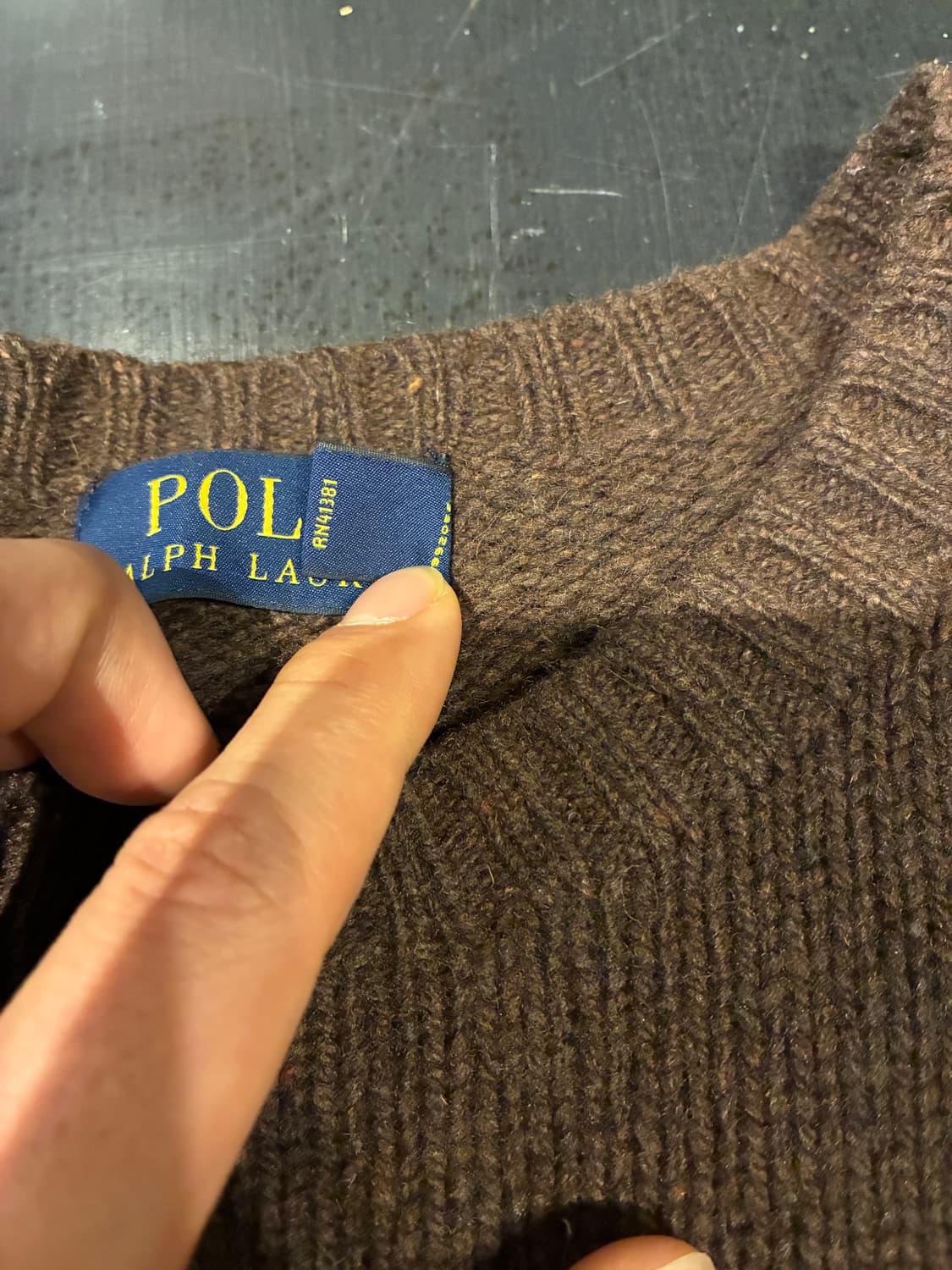 M) 폴로 울 니트 스웨터 브라운 상품이미지4